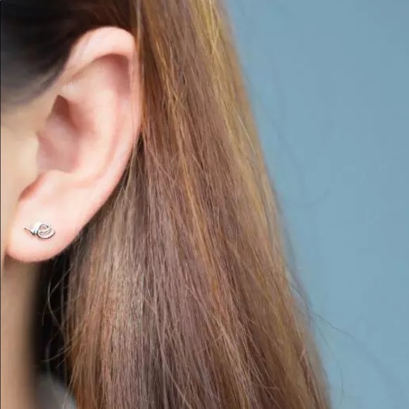 Sterling Silver 925 Love Stud Earrings - Picture 3 of 3